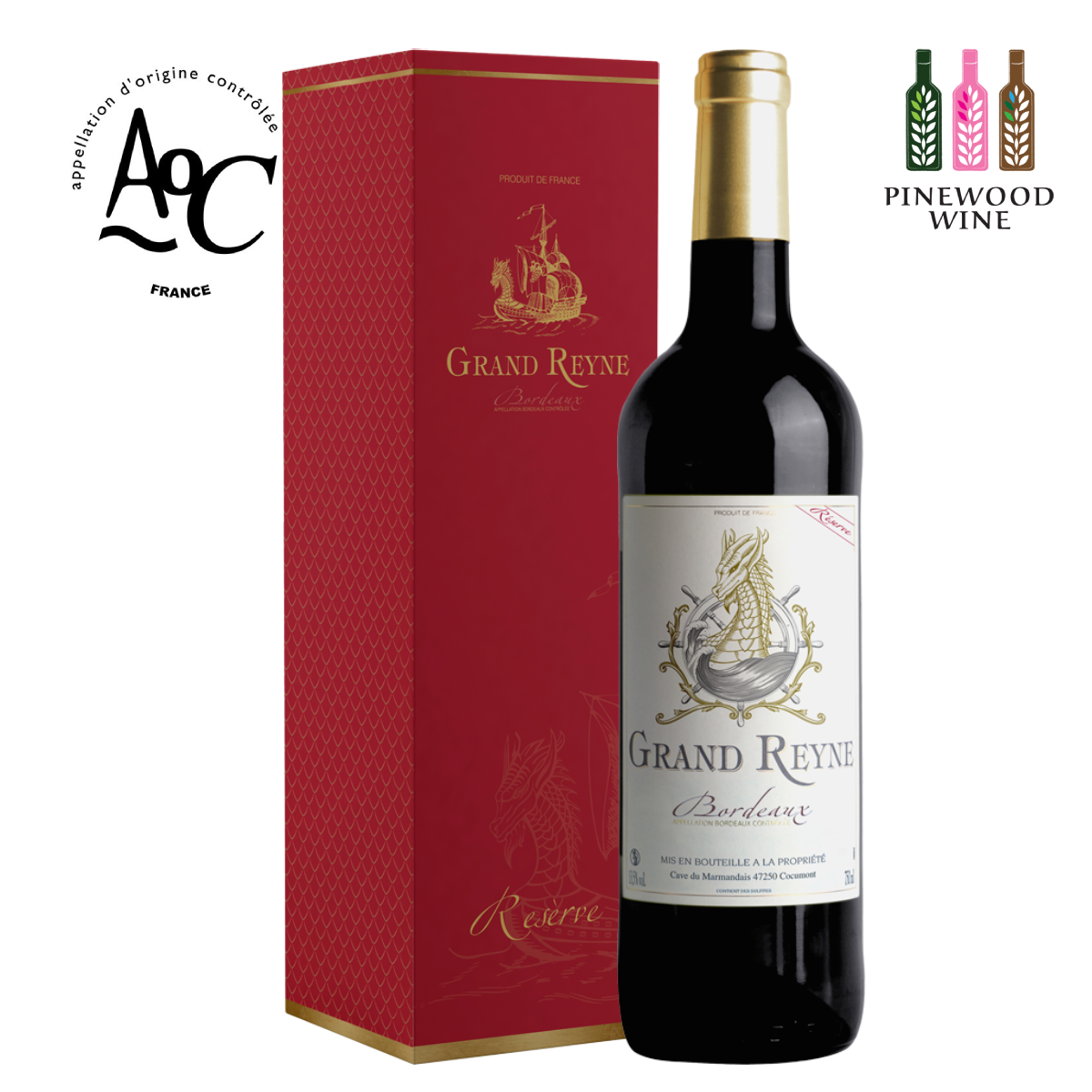 紅海波金龍 法國波爾多金龍船紅酒2019, 750ml