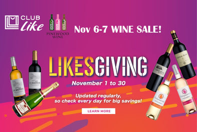 Pinewood Wine X Club Like Likesgiving wine promotion sale