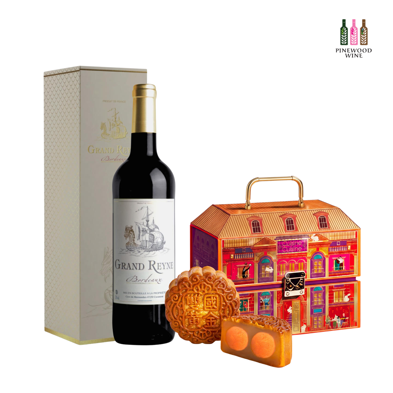 [2026 Mid-Autumn] Cuisine Cuisine "White Lotus Seed Puree Mooncakes with Double Yolks" x "Grand Reyne, AOC Bordeaux Rouge" Voucher 國金軒「雙黃白蓮蓉月餅」 x「法國波爾多AOC酒莊金龍船紅酒」禮券