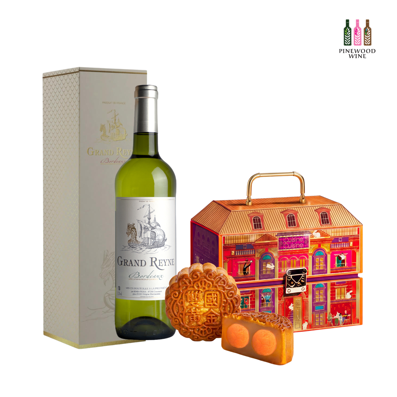 [2026 Mid-Autumn] Cuisine Cuisine "White Lotus Seed Puree Mooncakes with Double Yolks" x "Grand Reyne, AOC Bordeaux Blanc" Voucher 國金軒「雙黃白蓮蓉月餅」 x「法國波爾多AOC酒莊金龍船白酒」禮券