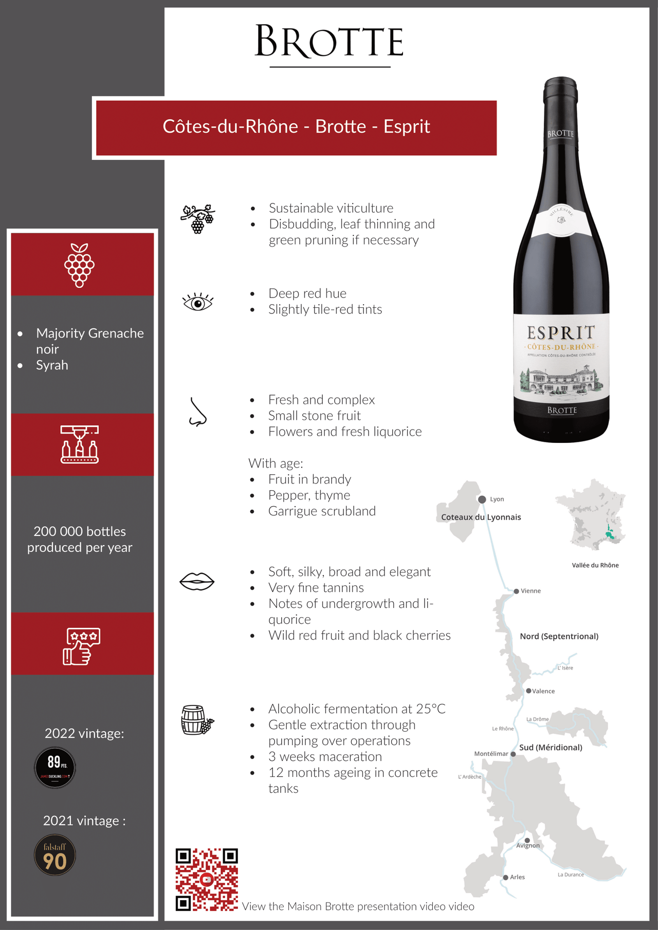 Brotte - Esprit，羅納河谷 AOC，2020 年，750 毫升