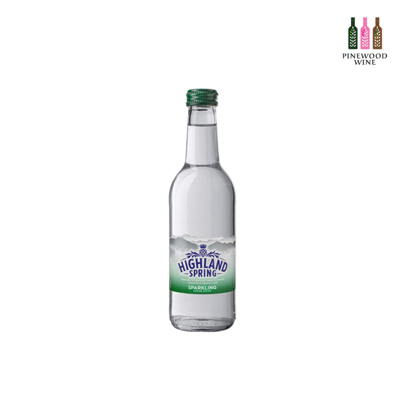 Highland Spring Sparkling Water Glass Bottle 330ml (24 Bottles)