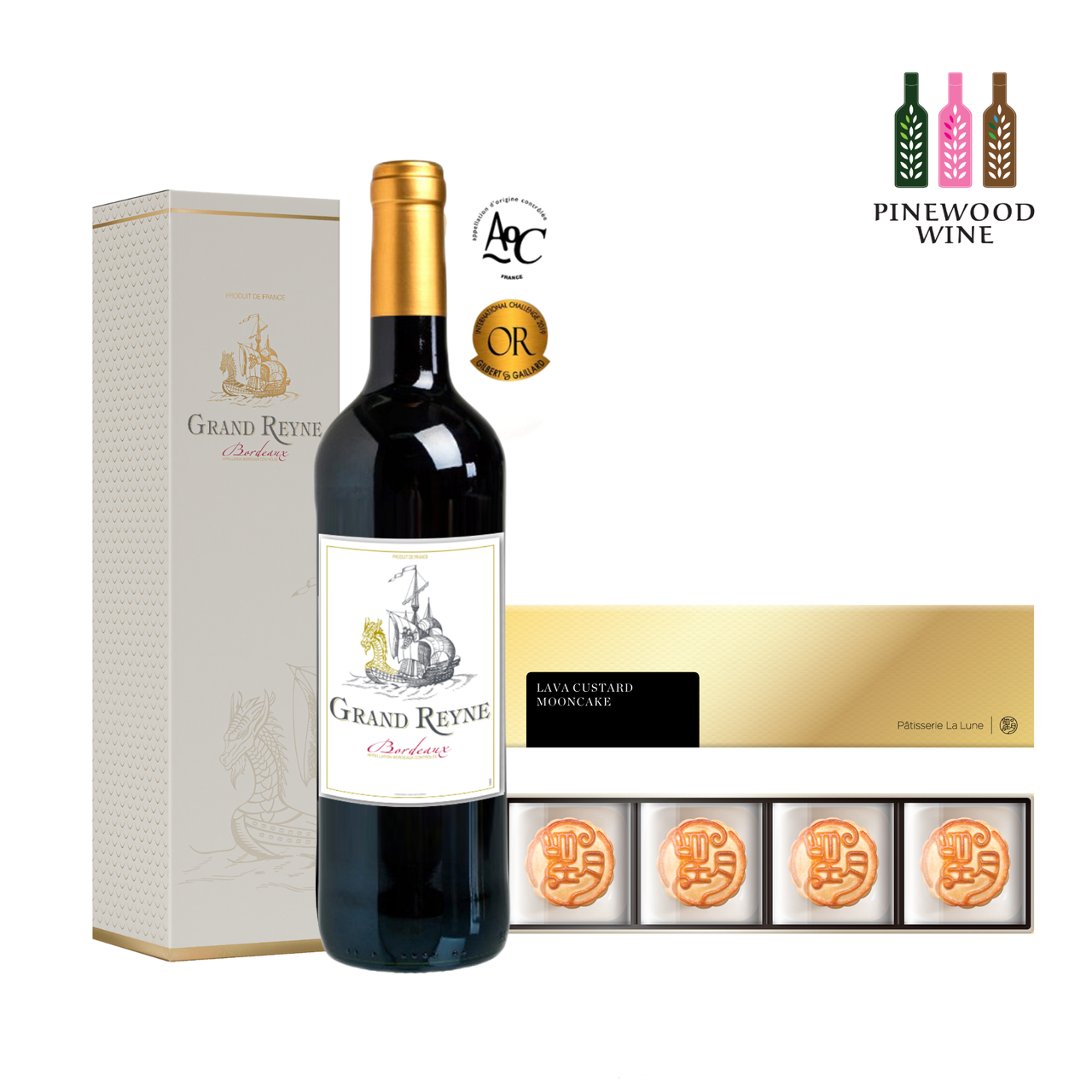 [2026 Mid-Autumn] Patisserie La Lune Lava Custard Mooncakes + Grand Reyne, AOC Bordeaux Rouge Set Voucher