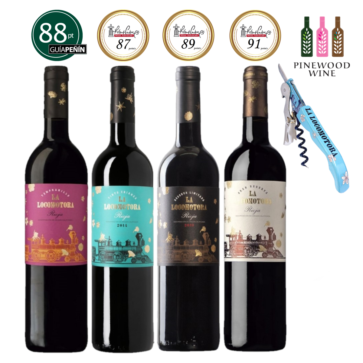 La Locomotora - Rioja Wine Experience Set, 4 X 750ml - Pinewood Wine